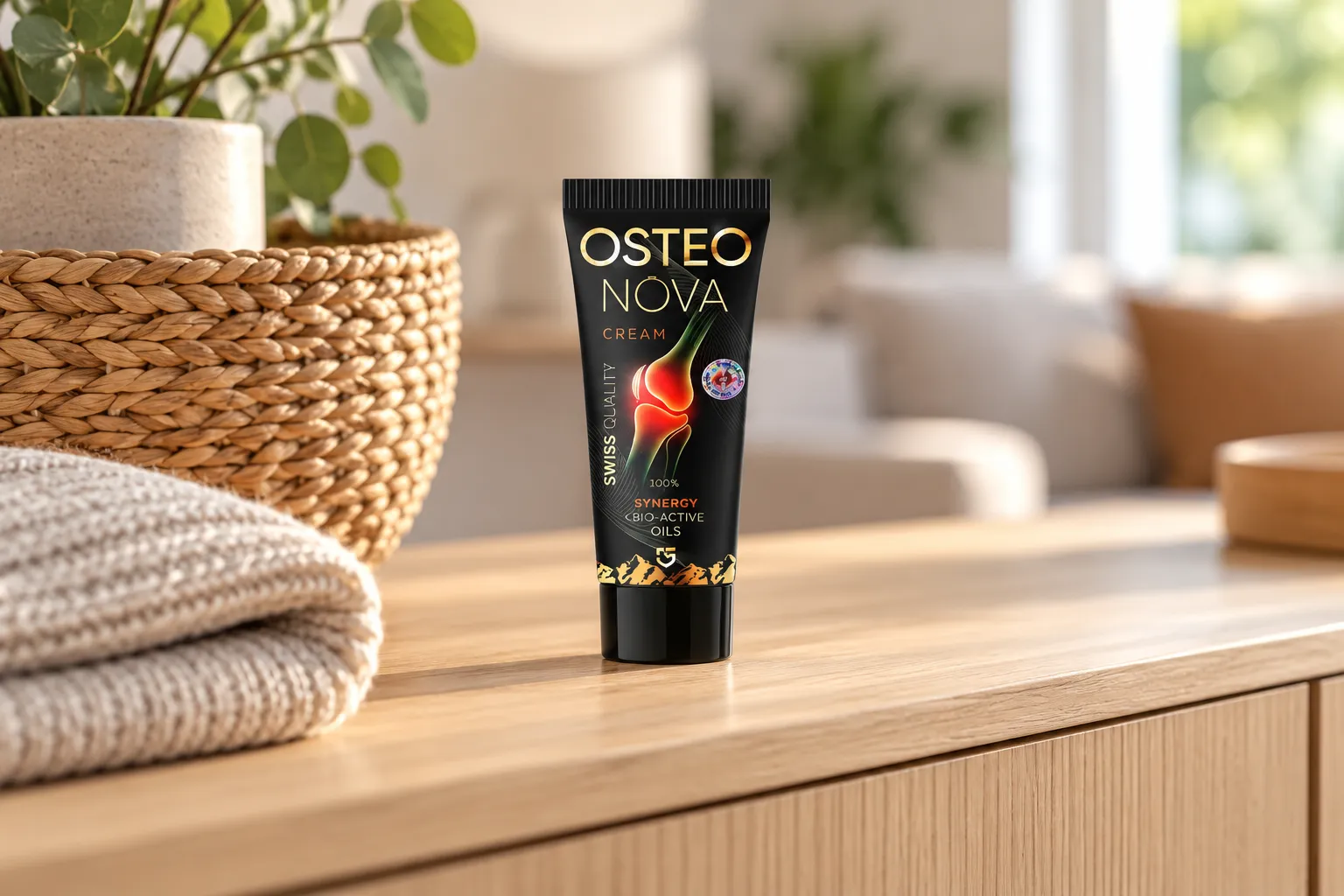 OsteoNova cream — la confezione nella vita quotidiana
